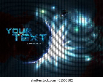 Mosaic background, blue light explosion. Vector illustration.