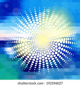 Mosaic background blue sky and sun. Vector 