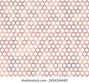 Mosaic background. Bold rounded hexagons mosaic pattern. Red color tones. Hexagon geometric shapes. Seamless pattern. Tileable vector illustration.