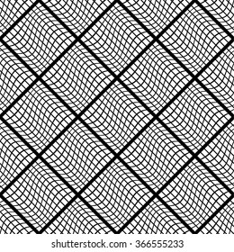 Mosaic background with distorted tiles of squares. Abstract monochrome pattern. Seamlessly repeatable. vector