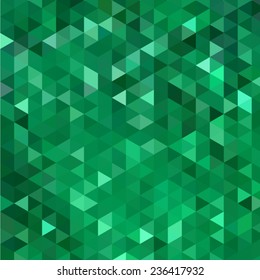 Mosaic background in emerald green tones.Vector illustration.