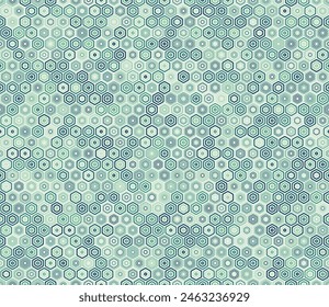 Mosaic background. Geometric elements of varied style and color. Hexagon shapes. Tileable pattern. Seamless background. Awesome vector illustration.