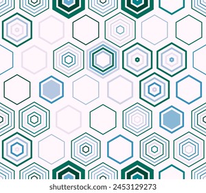 Mosaic background. Geometric shapes of varied style and color. Large honeycomb cells. Tileable pattern. Seamless background. Awesome vector illustration.