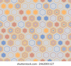 Mosaic background. Geometric shapes of varied style and color. Hexagonal shapes. Tileable pattern. Seamless background. Awesome vector illustration.