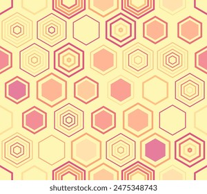 Mosaic background. Geometric shapes of varied style and color. Large hexagon shapes. Tileable pattern. Seamless background. Awesome vector illustration.