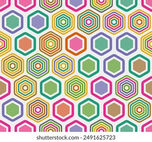 Mosaic background. Geometric shapes of varied styles. Large hexagon shapes. Tileable pattern. Seamless background. Awesome vector illustration.