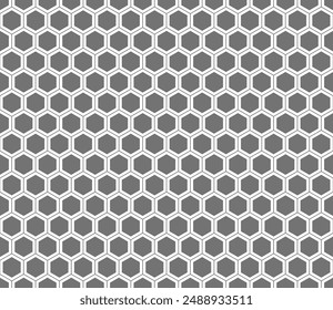 Fondo de mosaico. Color gris en el fondo a juego. Cuadrícula hexagonal simple con celdas sólidas internas. Células hexagonales. Patrón sin costuras. Ilustración vectorial con mosaico.