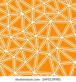 Mosaic background. Medium triangles size. Solid shapes in frames. Solid Color style. Repeatable pattern. Amazing vector tiles. Amber Blaze. Seamless vector illustration.
