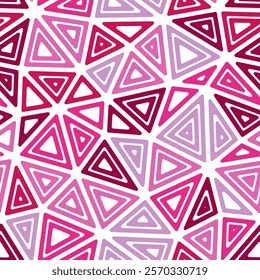 Mosaic background. Multiple repeated inner triangles. Large triangles size. Multiple colors style. Seamless pattern. Amazing vector tiles. Awesome vector illustration.