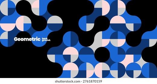 Mosaic background pattern with circles shapes. Abstract bauhaus geometric shapes with metaball fusion. 