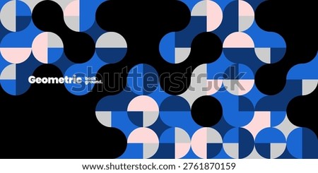 Mosaic background pattern with circles shapes. Abstract bauhaus geometric shapes with metaball fusion. 