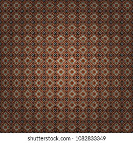 Mosaic background in red, blue and brown colors. Vector abstract patch seamless pattern.