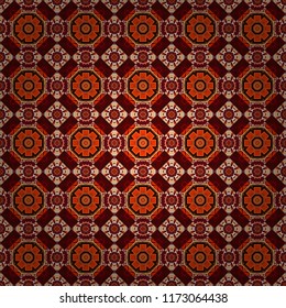 Mosaic background in red, orange and beige colors. Vector abstract patch seamless pattern.