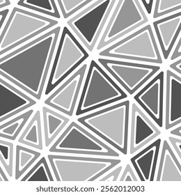 Mosaic background. Rounded solid shapes in frames. Big triangles size. Mono tone colored style. Repeatable pattern. Artistic vector tiles. Seamless vector illustration.