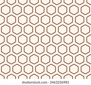 Mosaic background. Rust color on matching background. Bold rounded hexagons mosaic cells with padding. Hexagonal cells. Seamless pattern. Tileable vector illustration.