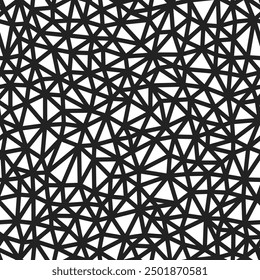 Mosaic background. Small triangles size. Heavy lines weight. Repeatable pattern. Seamless tileable vector illustration.