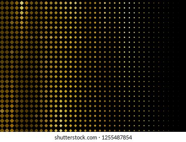 Mosaic background with squares, rectangles of different shades of yellow, gold color. Chic festive disco background. Vector illustration