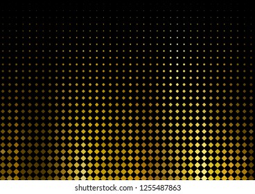 Mosaic background with squares, rectangles of different shades of yellow, gold color. Chic festive disco background. Vector illustration