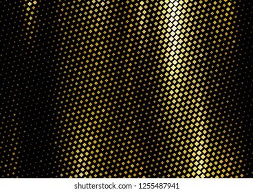 Mosaic background with squares, rectangles of different shades of yellow, gold color. Chic festive disco background. Vector illustration