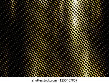 Mosaic background with squares, rectangles of different shades of yellow, gold color. Chic festive disco background. Vector illustration