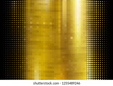 Mosaic background with squares, rectangles of different shades of yellow, gold color. Chic festive disco background. Vector illustration