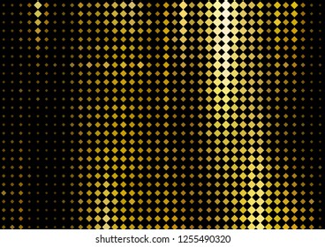 Mosaic background with squares, rectangles of different shades of yellow, gold color. Chic festive disco background. Vector illustration