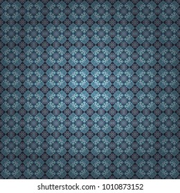 Mosaic background in violet, blue and gray colors. Vector abstract patch seamless pattern.