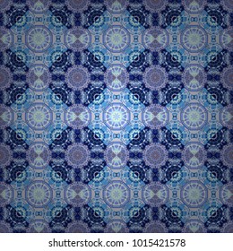 Mosaic background in violet, neutral and blue colors. Vector abstract patch seamless pattern.