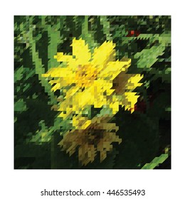 Mosaic background of yellow flowers.Geometric pattern. Vector illustration.