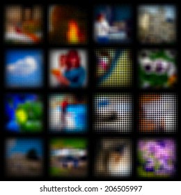 Fondos de mosaico. Conjunto de 16 elementos cuadrados. Ilustración vectorial. Eps8.