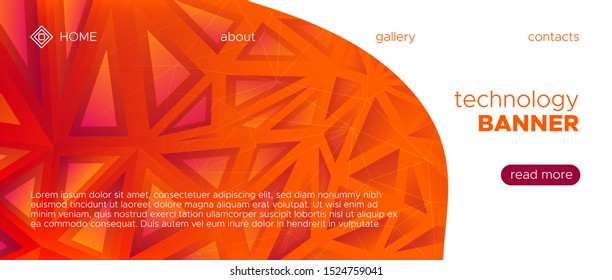 Mosaic Banner. Red Diamond Brochure. 3d Trendy Vector Poster. Gradient Origami Background. Red Mosaic Geometric. Vibrant Diamond Pattern. Red 3d Modern Vector Design. Orange Mosaic Graphic.