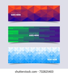 Mosaic banners set. Minimal geometric design. Eps10 vector.