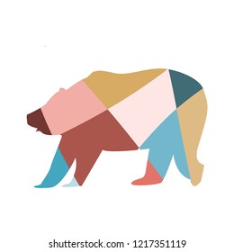 Mosaic bear silhouette. Colouring. Isolate object on the white background.