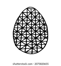 Un contorno negro mosaico huevo de Pascua aislado en un fondo blanco para los niños libro de coloración
