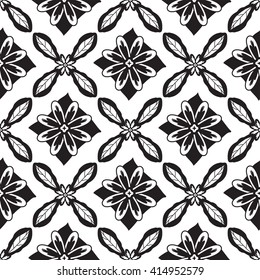 Mosaic black petal tile repeat