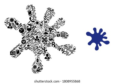 Mosaic blot from health care icons and basic icon. Mosaic vector blot is created of medicine icons. Flat illustrations elements for hospital illustrations. Illustration is based on blot pictogram.
