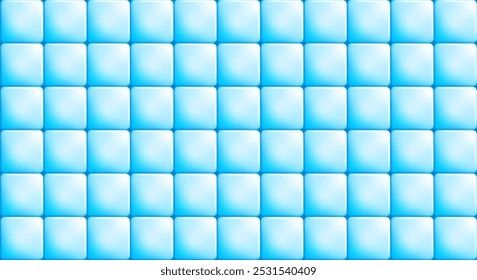 Mosaic blue colored tile buttons with rounded corners. Blue copy space for design of web pages and interface. 3D vector background