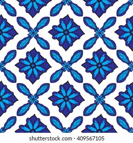 Mosaic blue petal tile repeat