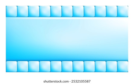 Mosaic blue plastic blocks with rounded corners and central part is made of large block. Blue copy space for design of web pages and interface. 3D vector background