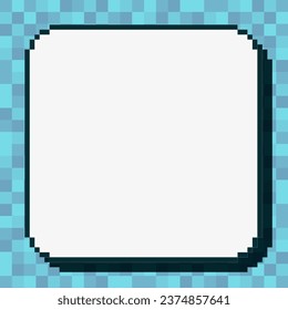 Mosaic Blue Rounded Square Frame Template With Blank Pixel White Border Background