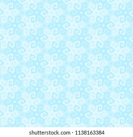 Mosaic from blue snowflakes in techno style. Seamless pattern.