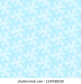 Mosaic from blue snowflakes in techno style. Seamless pattern.