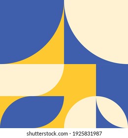 Mosaic blue yellow colorful Bauhaus artistic geometric background wallpaper vector design pattern