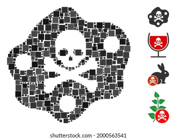 Mosaic Botulinum toxin icon organized from square items in different sizes and color hues. Vector square items are organized into abstract mosaic botulinum toxin icon. Bonus pictograms are added.