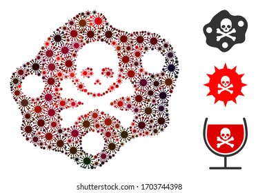 Mosaic Botulinum Toxin United From SARS Virus Icons In Random Sizes, Red Colors. Vector Infection Icons Are Grouped Into Abstract Composition Botulinum Toxin Icon. Some Bonus Icons Are Added.