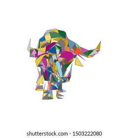 mosaic buffalo. abstract buffalo. pop art buffalo. low poly buffalo.