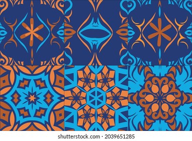 mosaic ceramic tiles decorative in retro style. abstract pattern geometric ornaments vector background.