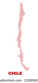 Mosaic Chile map of valentine hearts in red color isolated on a white background. Regular red heart pattern in shape of Chile map. Abstract design for Valentine illustrations.