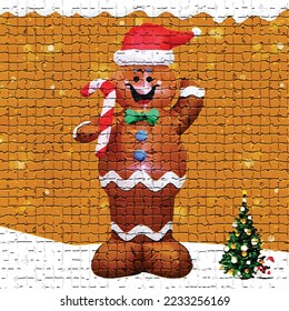 mosaic christmas gingerbread under the christmas tree