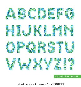 Mosaic Circle Polka Dot Bead Colorful Vector Alphabet Typeface Font